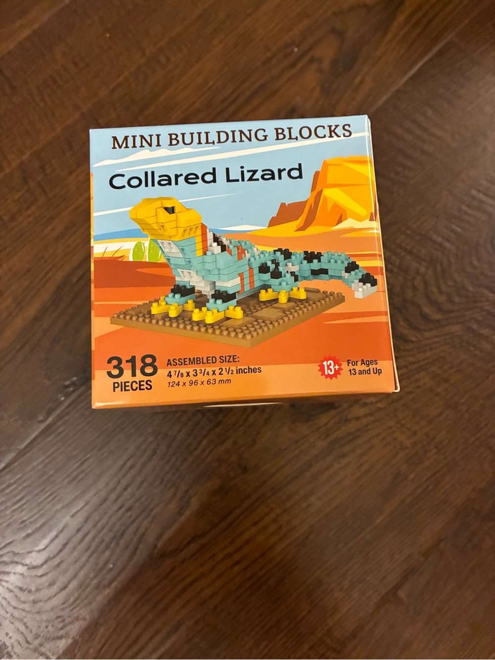 Mini Building Blocks Collared Lizard Toy - Blue & Yellow